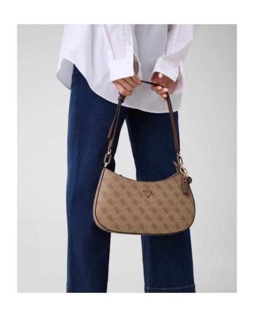 Guess Brown Monogram Shoulder Bag