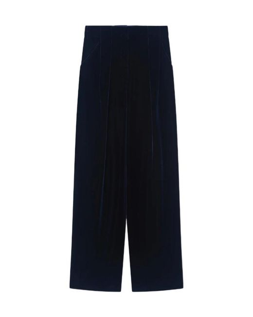 Giorgio Armani Blue Velvet Straight-Leg Pants