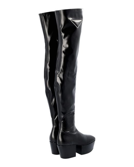 Prada Black Thigh-High Platform Boots