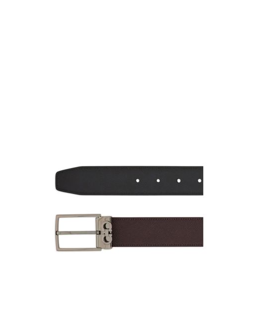 Ferragamo White Ferragamo Reversible Gancini Belt for men