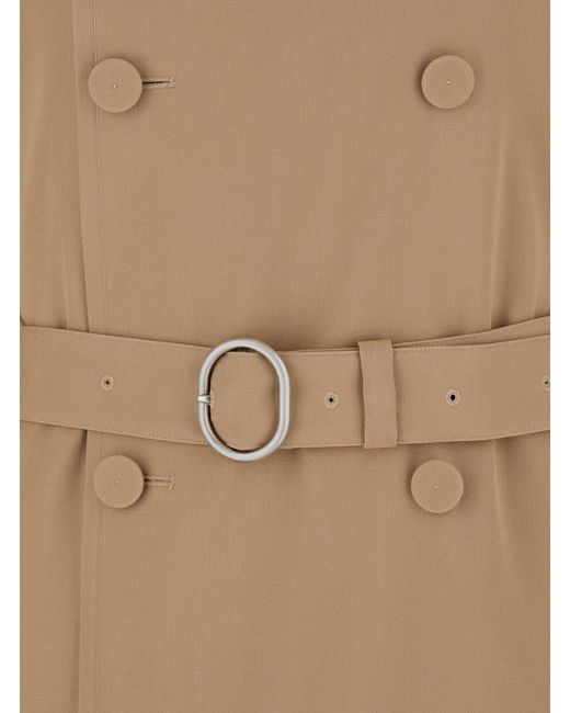 Jil Sander Natural Double-Breasted Belted Coat for men