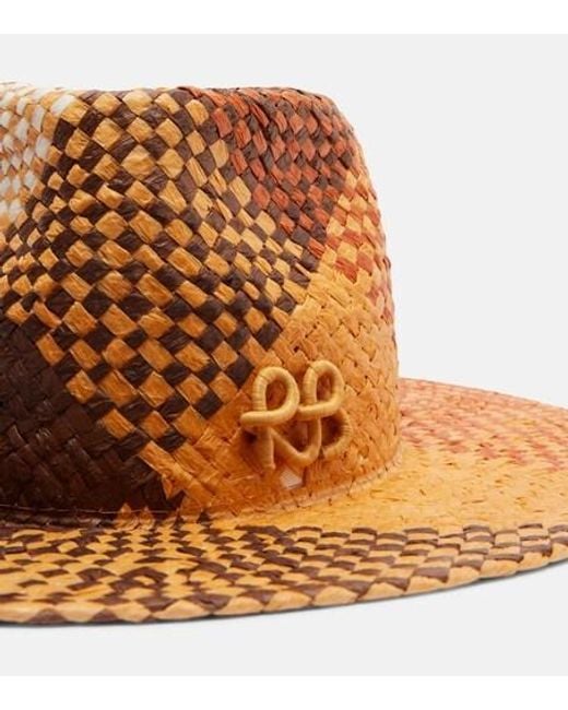 Ruslan Baginskiy Brown Logo Straw Fedora