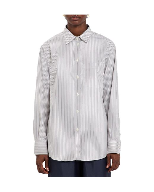 Rohe White Striped Cotton Shirt