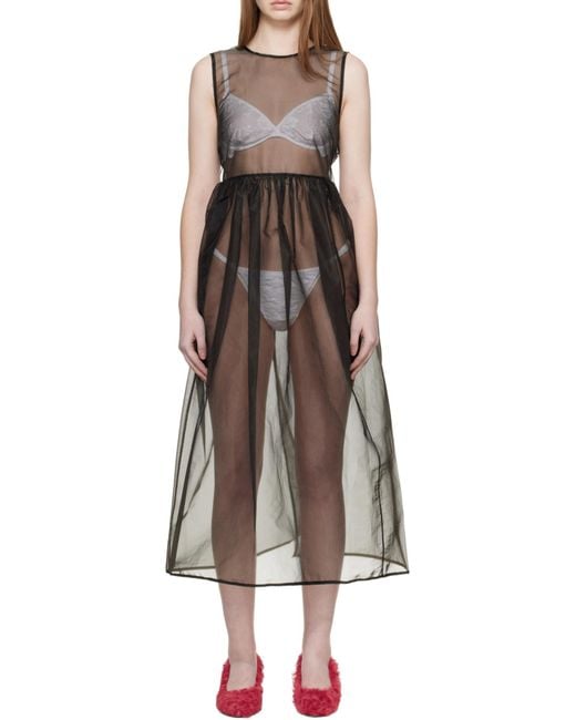 CECILIE BAHNSEN Black Camilla Liquid Myrtia Midi Dress