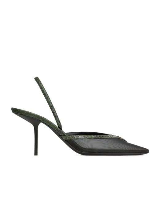 Saint Laurent Metallic Folie Slingback Heeled Pumps