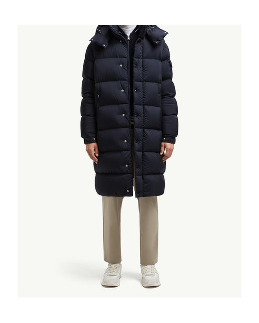 Moncler Blue Hanoverian Hooded Long Down Jacket for men