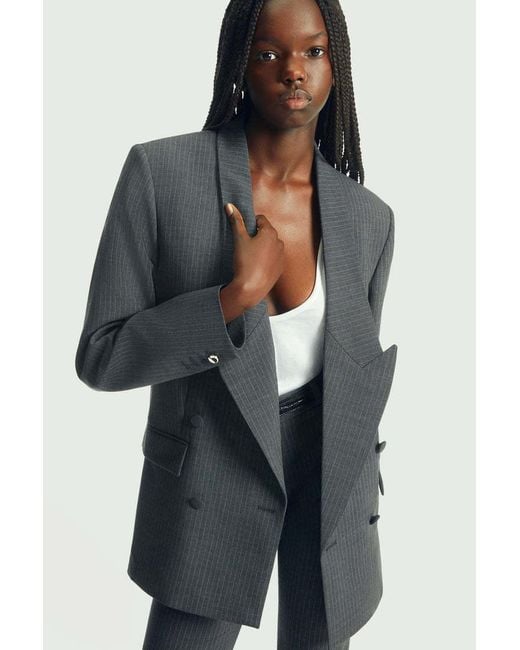 Coperni Green Pinstriped Double-Breasted Blazer