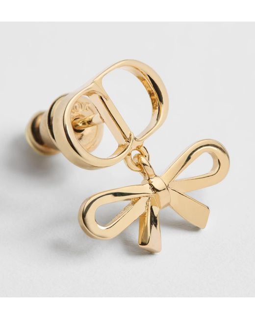 Dior Metallic Cd Mini Bow Earrings