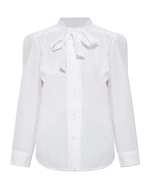 R13 White Tie-Collar Button-Up Shirt