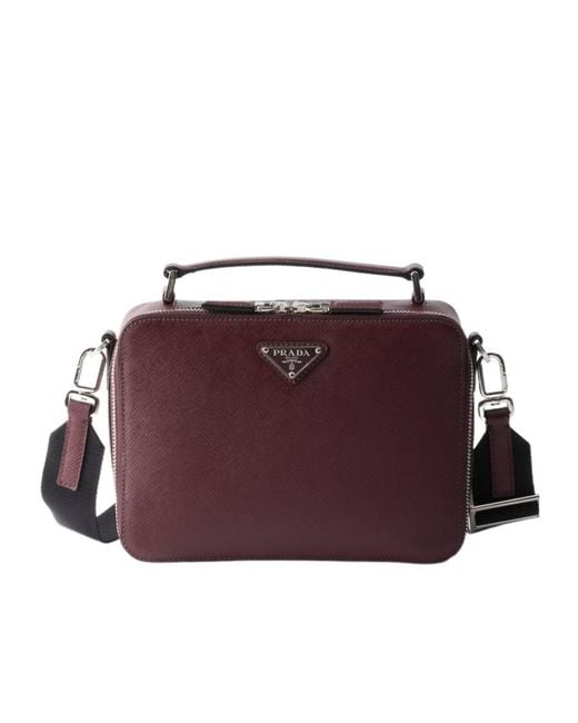 Prada Purple Brique Medium Saffiano Leather Bag for men
