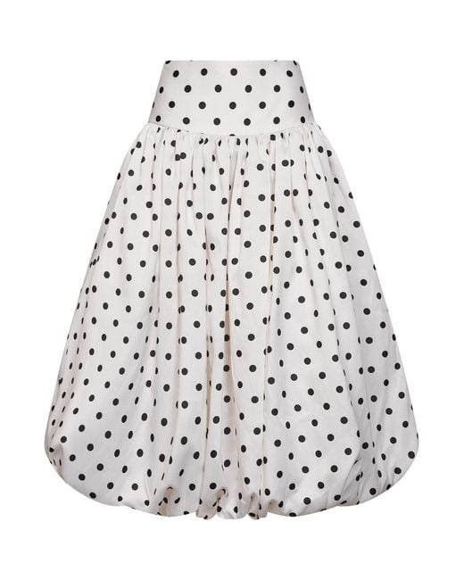 Self-Portrait White Polka-Dot Skirt