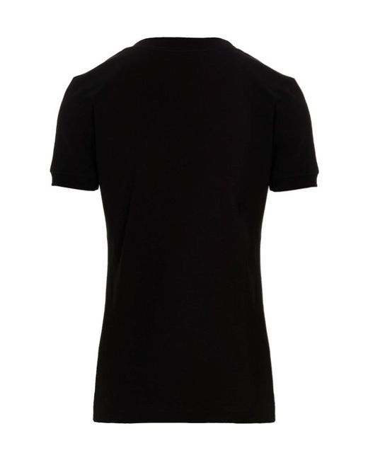 Dolce & Gabbana Black Logo-Embellished Short-Sleeved Top