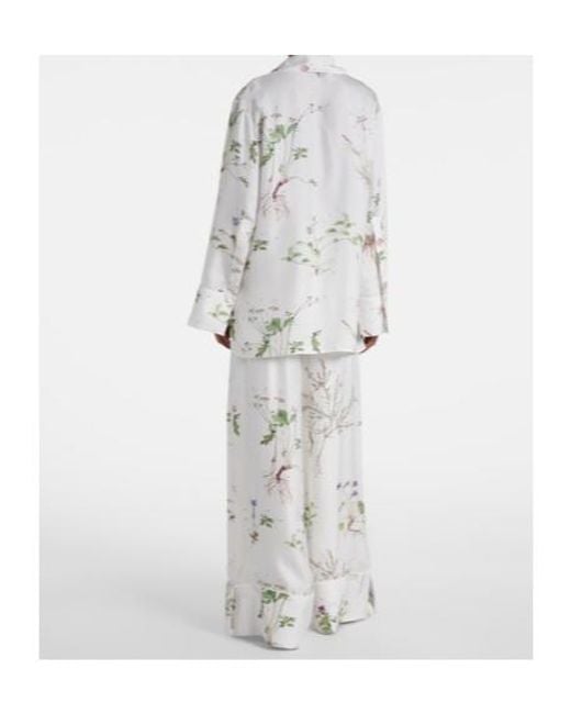 Erdem White Floral Printed Silk Shirt