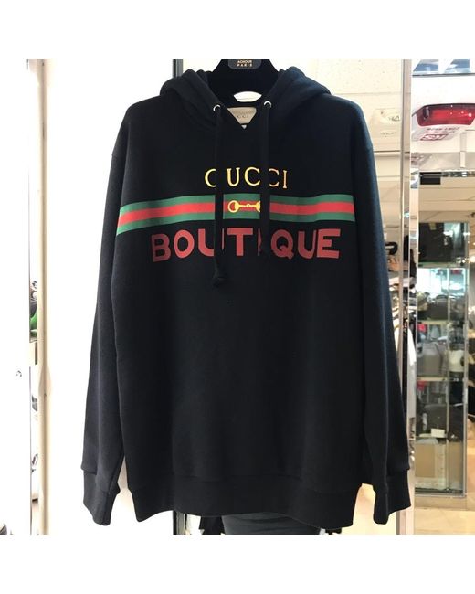 Gucci Black Boutique Print Hoodie for men