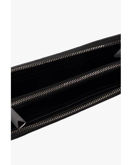 Bottega Veneta Black Intrecciato Zip Around Wallet for men