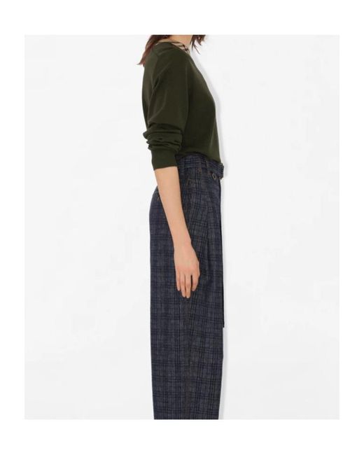 Burberry Green Wool Check-Trim Sweater