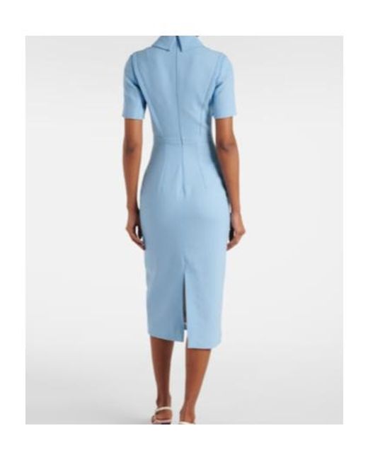 Emilia Wickstead Blue Valletta Wool Cocktail Dress