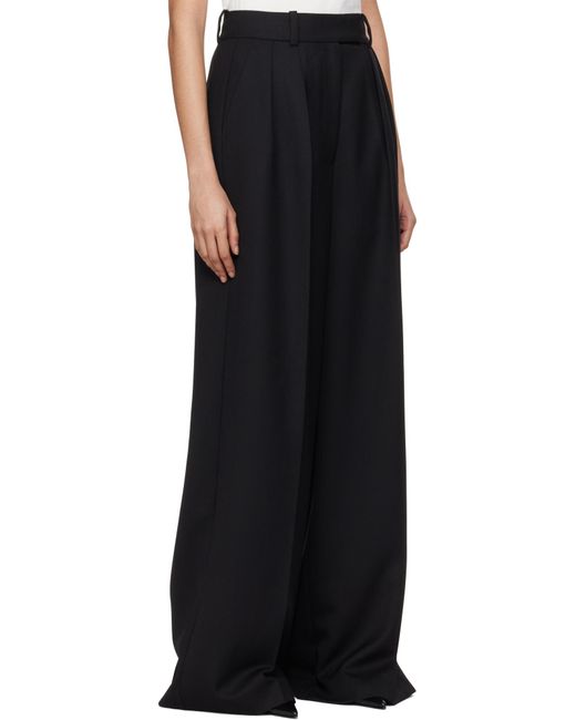 Anine Bing Black Pleated Wide-Leg Pants