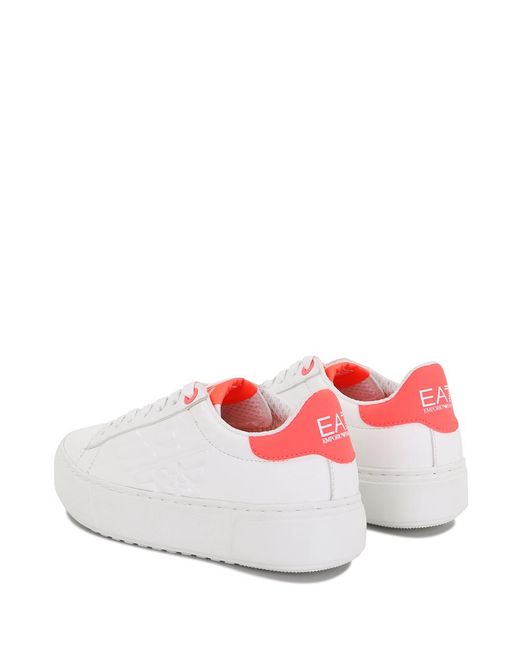 EA7 White Logo-Patterned Lace-Up Casual Sneakers