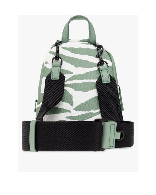 MCM Green Animal Printed Logo Patch Detailed Backpack