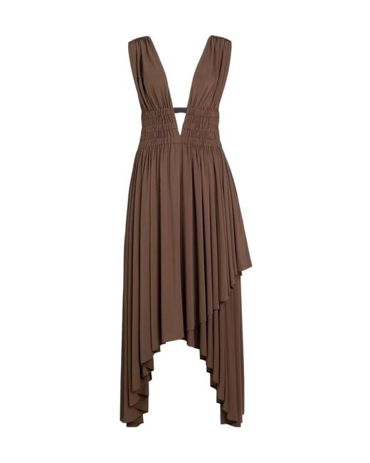 Alaïa Brown Alaïa Deesse V-Neck Dress