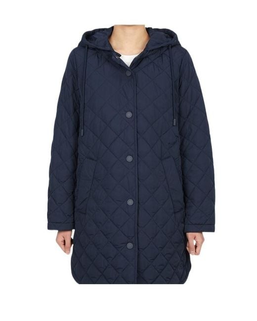 Weekend by Maxmara Blue Buttoned Drawstring Coat