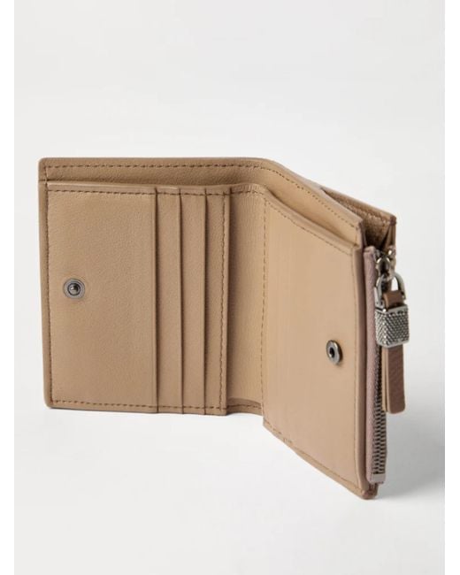 Brunello Cucinelli Brown Small Zip-Pocket Leather Wallet