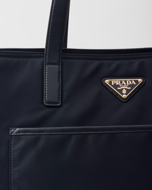 Prada Black Re-Edition 1978 Large Re-Nylon And Saffiano Leather Tote Bag