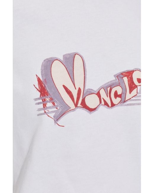 Moncler White Logo Printed Crewneck T-Shirt