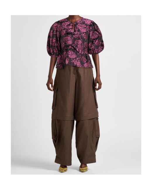 Ganni Red Floral Pattern Top