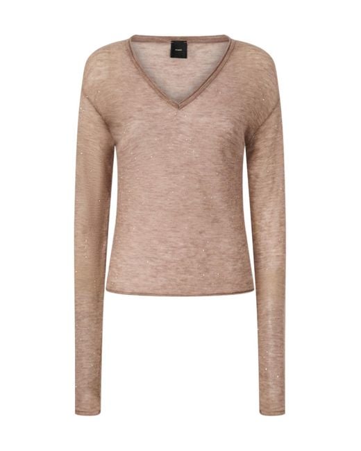 Pinko Natural V-Neck Knitted Jumper