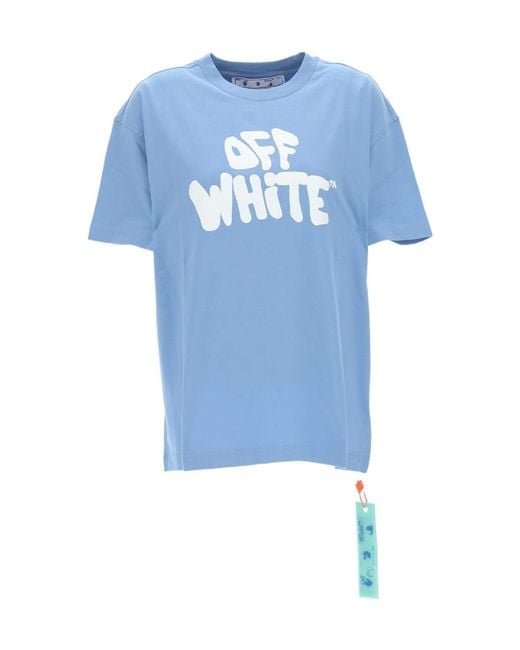 Off-White c/o Virgil Abloh Blue Logo Print T-Shirt