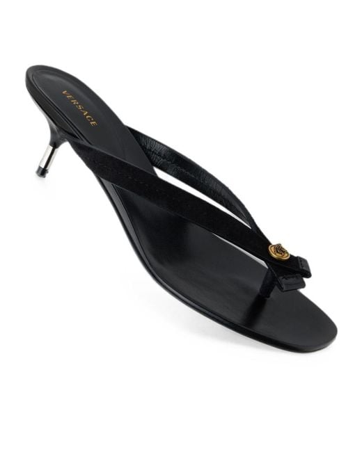 Versace Multicolor Medusa-Plaque Kitten-Heel Mules