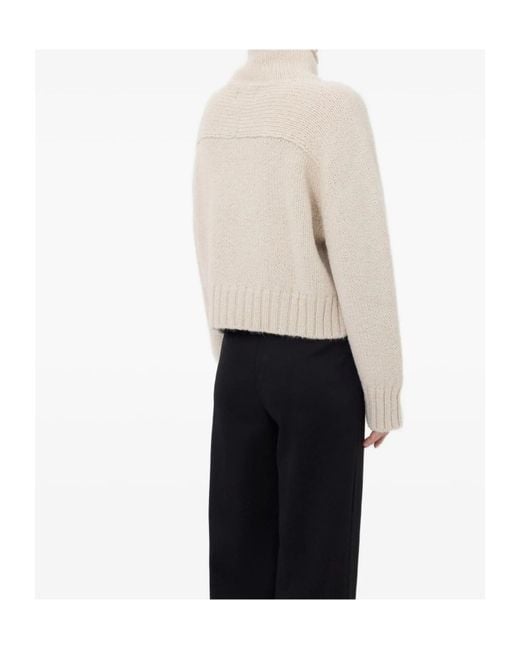 Loulou de Saison White Kean Stand Collar Ribbed Sweater
