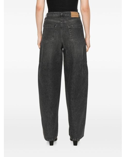ERMANNO FIRENZE Gray Chain-Detail Denim Trousers