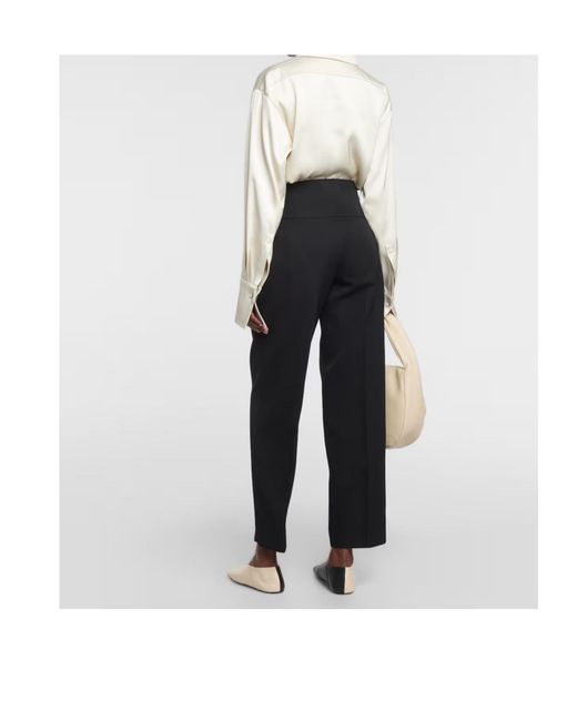 Jil Sander Black High-Rise Wool Wide-Leg Pants