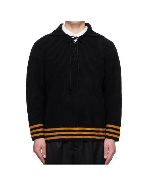 Bode Black Striped Sweater for men