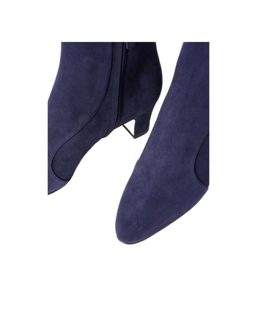 Manolo Blahnik Blue Suede Ankle Boots
