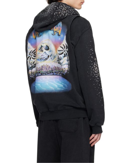 Casablanca Blue La Premonition Hotfix Printed Zipped Hoodie for men
