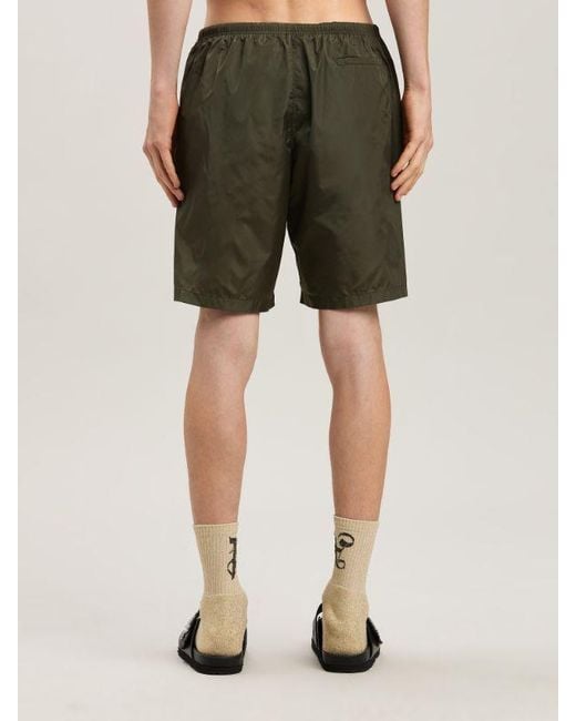 Palm Angels Green Curved Logo Elastic Waist Swim Shorts for men