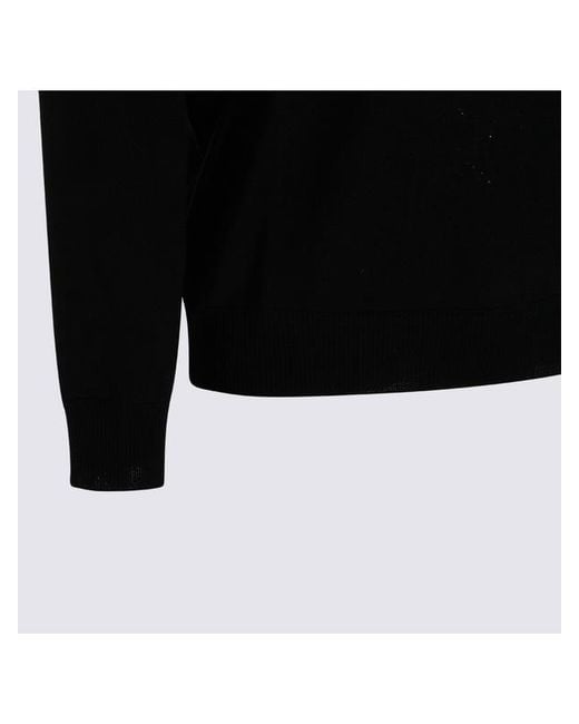 Stone Island Black Long-Sleeved Knit Polo Shirt for men