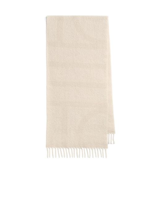 Totême White Totême Monogram Jacquard Fringed Scarf