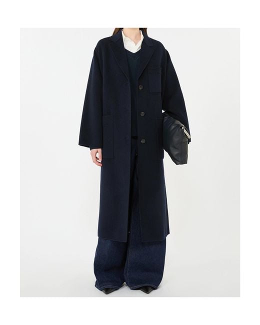 Weekend by Maxmara Blue Double-Faced Wool-Blend Coat