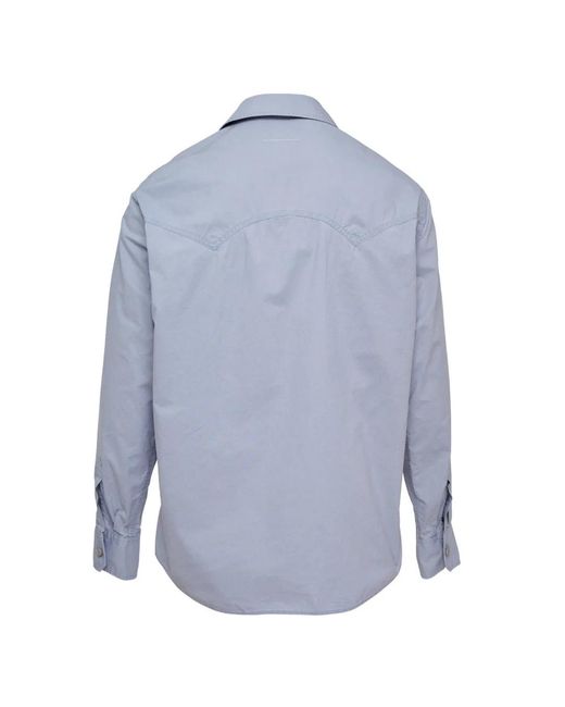 MM6 by Maison Margiela Blue Long-Sleeved Buttoned Shirt for men