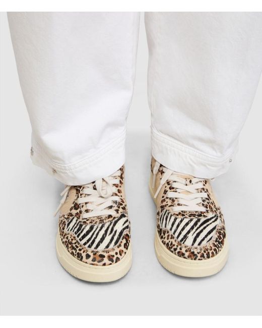 Autry Brown Round-Toe Low-Top Sneakers