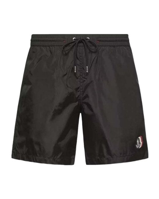 Moncler Gray Logo-Patch Swim Shorts for men