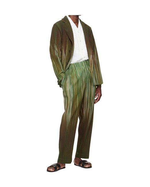 Homme Plissé Issey Miyake Green Pleated Blazer for men