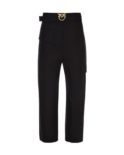 Pinko Black Logo Casual Pants