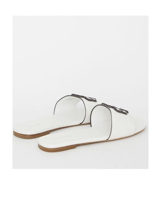 Tory Burch White Logo Patch Slip-On Sandals