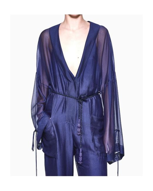 Giorgio Armani Blue Viscose And Silk Gauze Jumpsuit